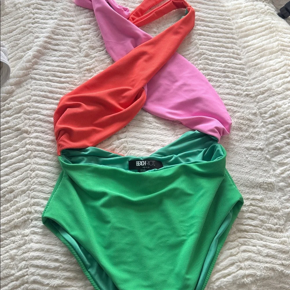 Beach Riot Pink, Orange, and Green Swimsuit - Picture 1 of 3